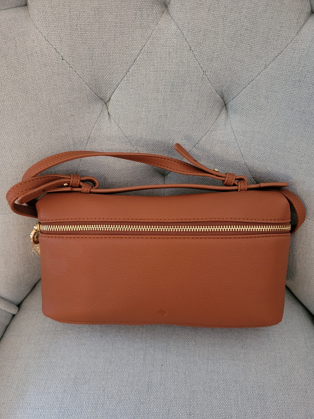 Ela NWOT Compact Brown Crossbody Bag with Gold Zipper